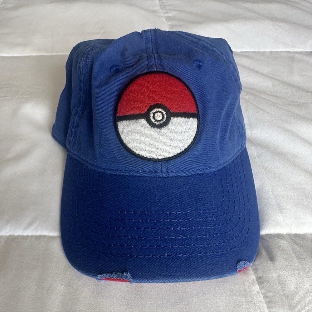 Pokémon Vintage Adjustable Blue Poké Ball Hat Cotton 2016 Anime